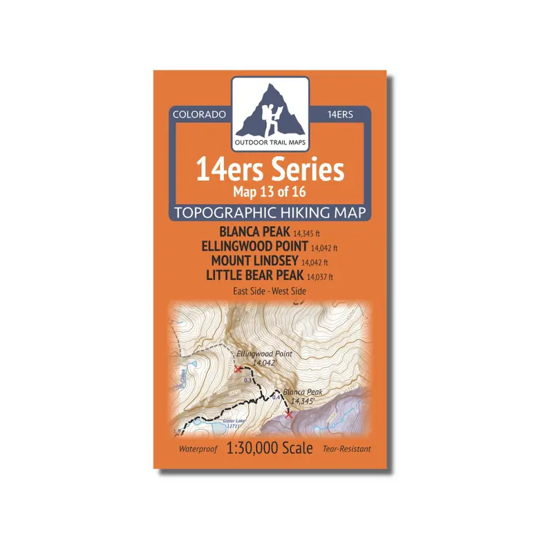 Outdoor Trail Maps: 14Er Series – Blanca, Ellingwood, Lindsey & Little Bear Peaks (Map 13 Of 16) 1