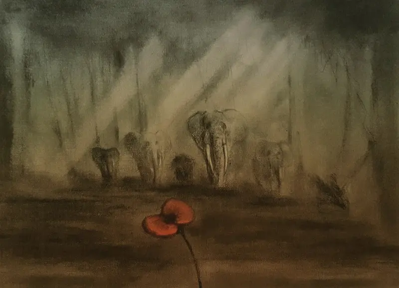 Pastel Wildlife Portrait: 'Elephants Never Forget' 1