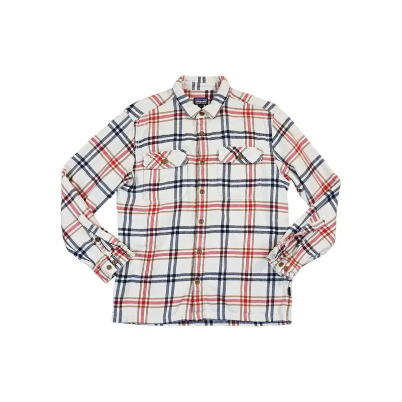Patagonia Fjord Flannel Shirt For Men – White & Navy, Size M (Pre-Owned) 1