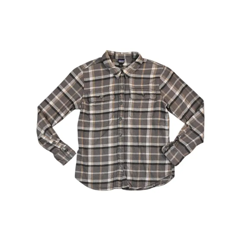 Patagonia Fjord Flannel Shirt For Women – Grey/Tan Plaid, Size S (Used) 1
