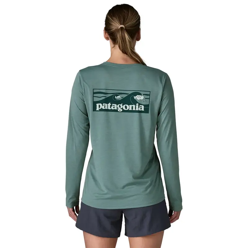 Patagonia Women’S Capilene Cool Daily Shirt – Long Sleeve, Boardshort Logo 1