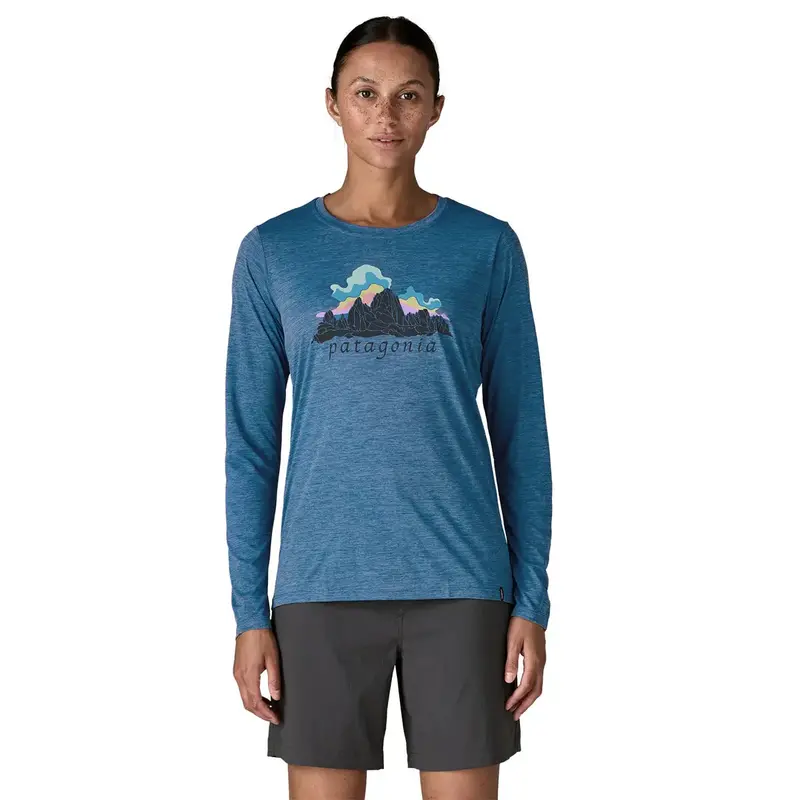 Patagonia Women’S Capilene Cool Daily Shirt – Long Sleeve, Fitz Roy Nimbus Print 1
