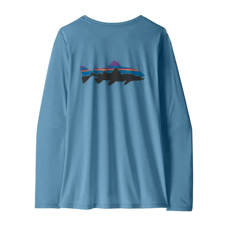 Patagonia Women’S Capilene Cool Daily Shirt – Long Sleeve, Fitz Roy Trout Print