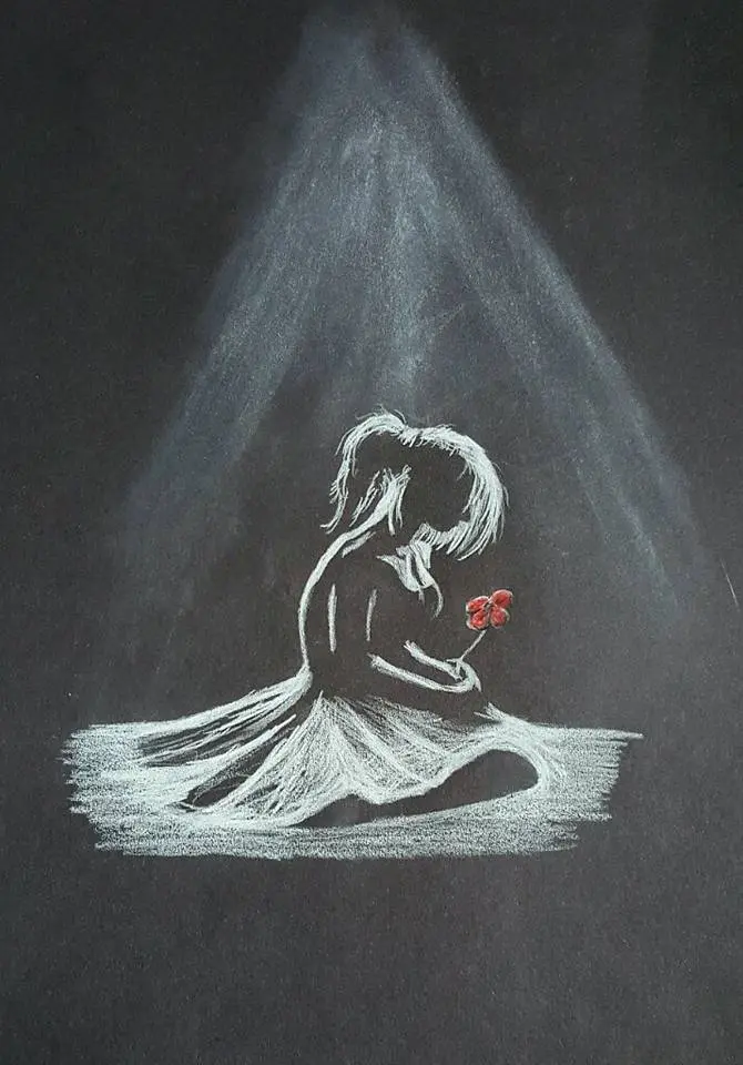 Polychromo Art Print 'Missing You' – White On Black Series 1
