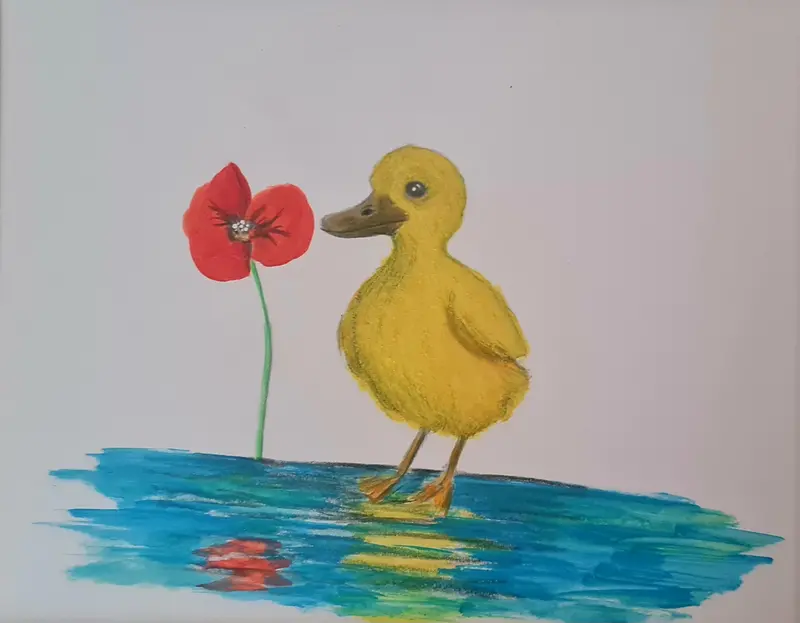Poppy Duck – Original Mixed Media Artwork 1