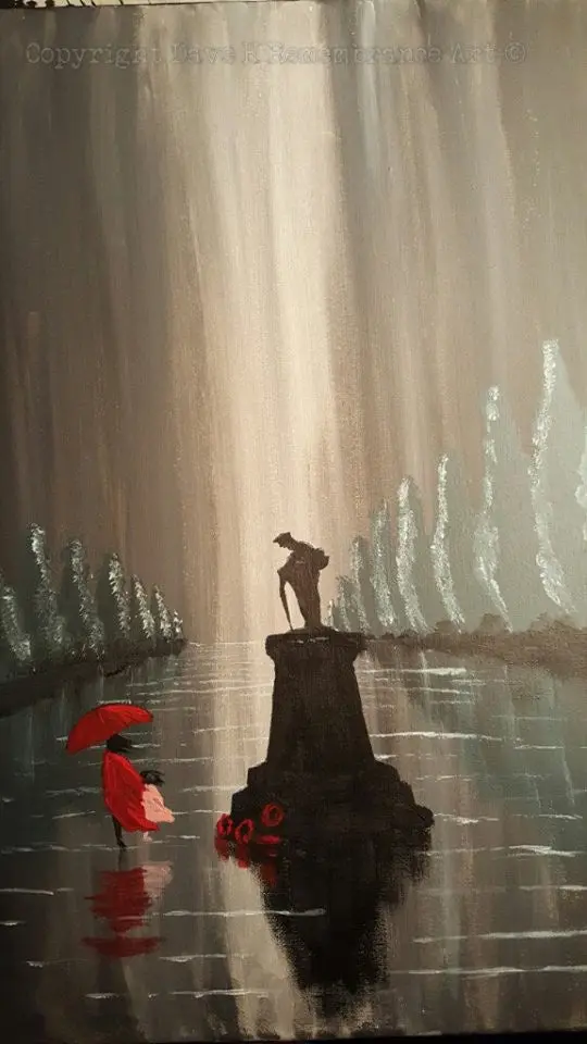 'Rainy Remembrance' – Original Moody Patriotic Painting 1