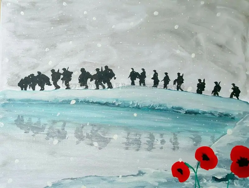 Reflecting Remembrance In The Snow – Handmade Painting 1