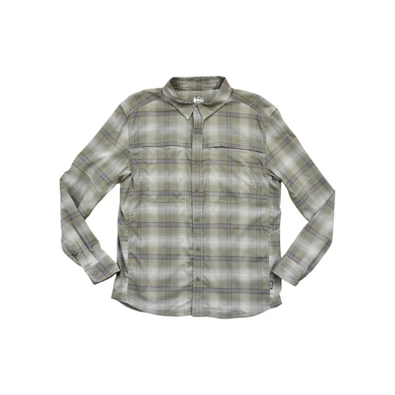 Rei Co-Op Men'S Plaid Hiking Shirt – Sage Green, Size M (Lightly Worn) 1