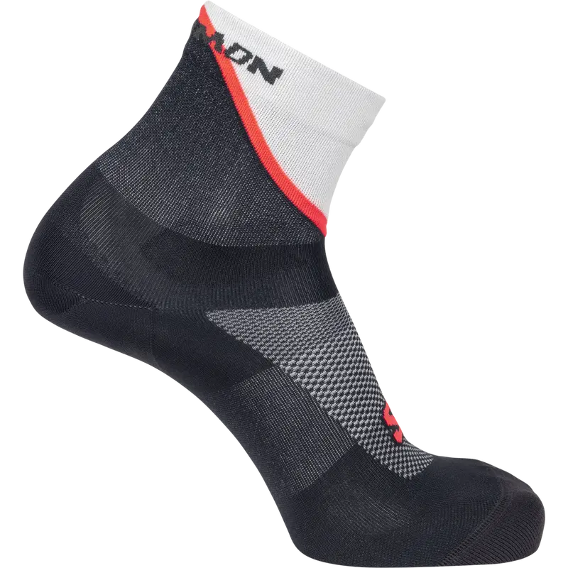 Salomon Pulse Ankle Socks – Unisex Trail Running Style (Icicle/Nine Iron/Neon Flame) 1