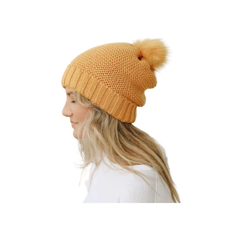 Sherpa-Lined Pom Beanie – Leto Accessories 1