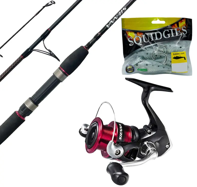 Shimano Sienna 702 Estuary Rod/Reel Combo + Squidgies Lure Pack 1