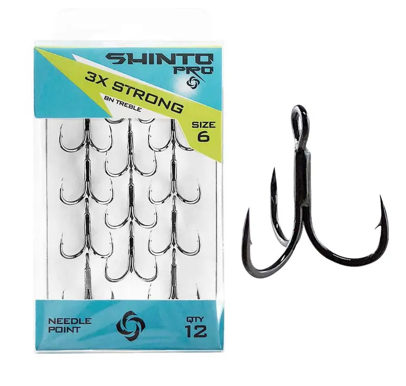 Shinto Pro Treble Hook – 3X Strong, Black Nickel Coating 1