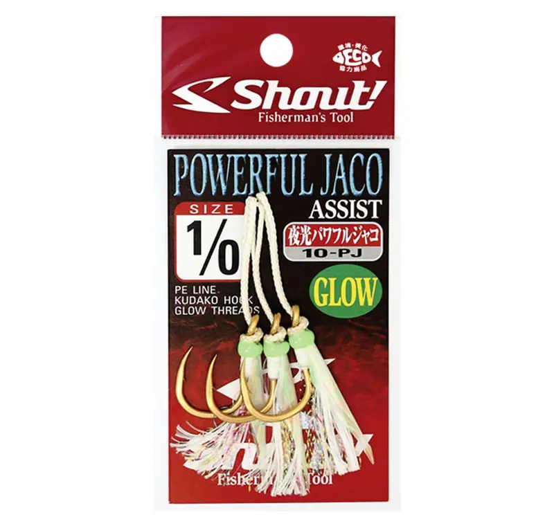 Shout Power Jaco Glow Assist Hooks – Luminous Coated Saltwater Hook Kit 1