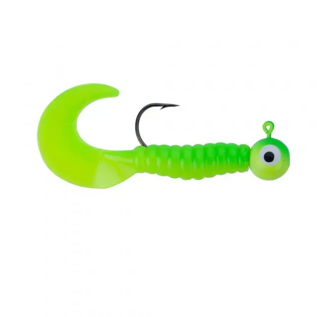 Swimming Grub Soft Lure – 1/4 Oz, Size 2/0, Chartreuse Glow 1