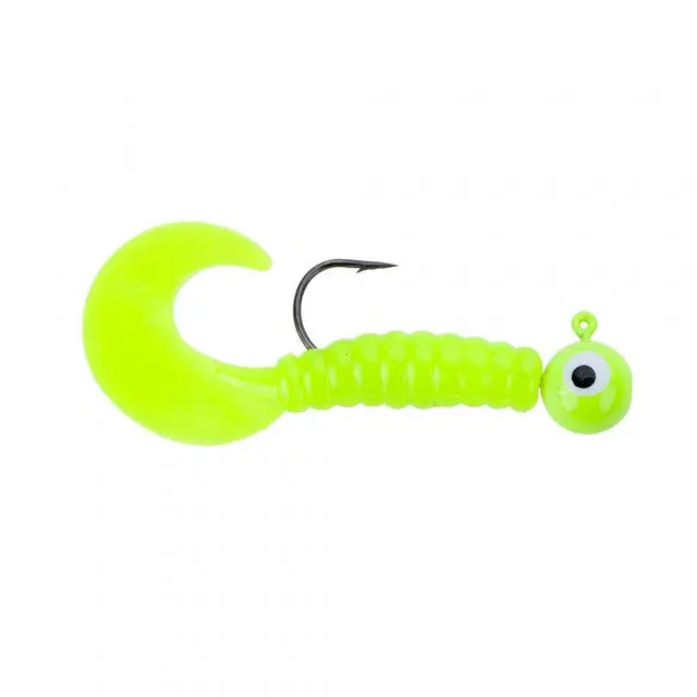Swimming Grubs Soft Plastic Lure – 1/8-Ounce Single-Tail Jerk Bait In Chartreuse 1