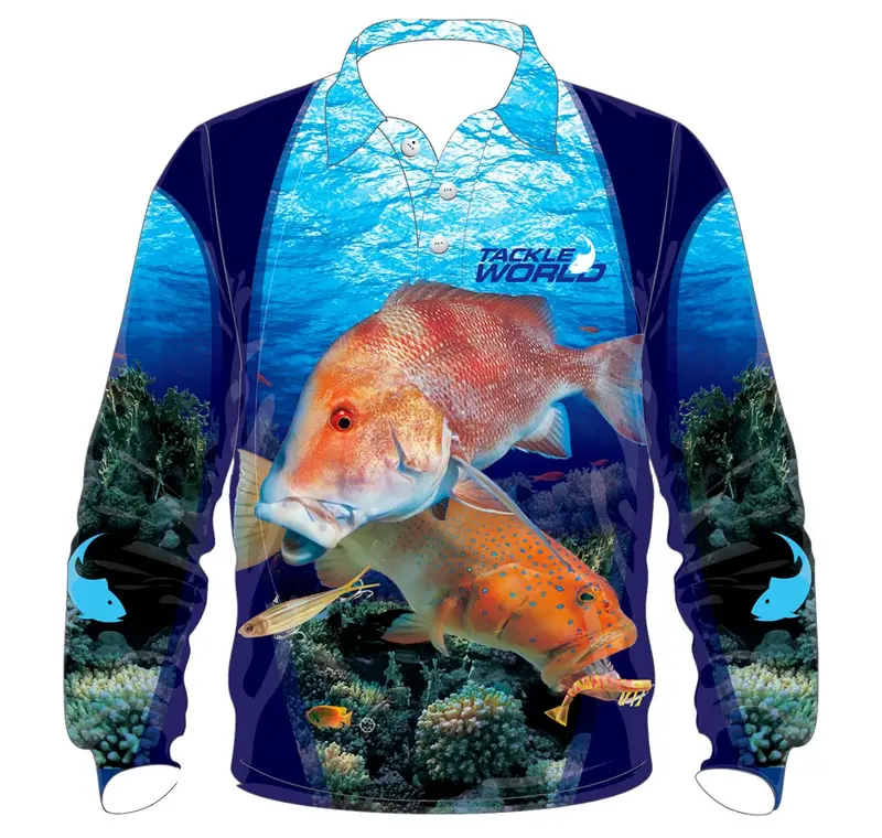 Tackle World Angler Series Reef Fish Themed Adult Fishing Shirt 1