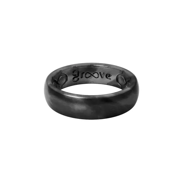 Thin Ring Band Featuring Genuine Black Pearl Inlay 1