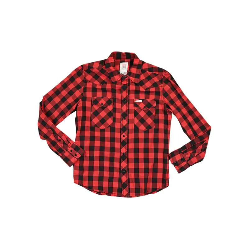 Topo Designs Rare Buffalo Check Shirt For Women – Red & Black, Size S (Made In Usa, Pre-Owned) 1