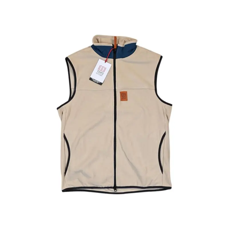 Topo Designs Vista Men'S Lightweight Fleece Vest – Oatmeal & Pond Blue 1