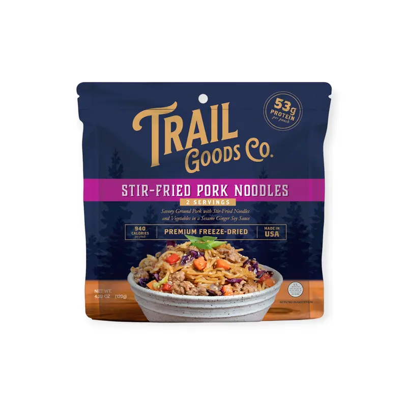 Trail Goods Co. Stir-Fried Pork Noodles – Freeze-Dried Backpacking Meal 1