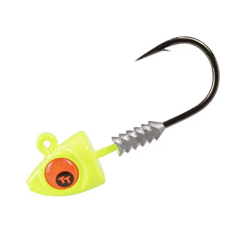 Tt Big Eyez Jig Heads – Chartreuse With Red Eyes 1