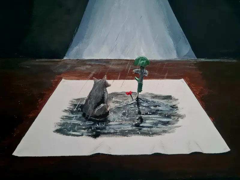 U212 Original 3D-Effect Painting – Emotional Plea 'Please Come Back 3D' 1