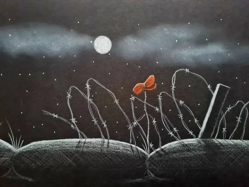 U561 Polychromo Original Art Print – The Sentry Sees (Night Scene) 1