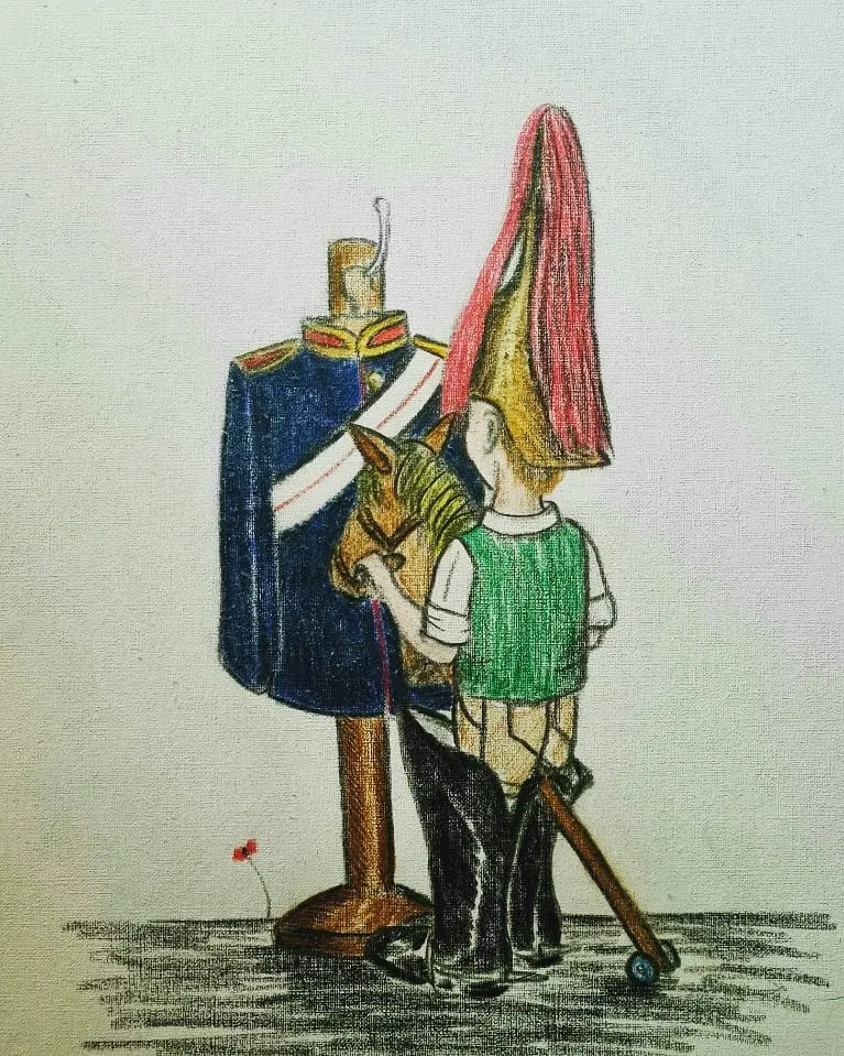 U593 Polychromo Original Artwork – 'Big Boots To Fill: Blues & Royals' 1