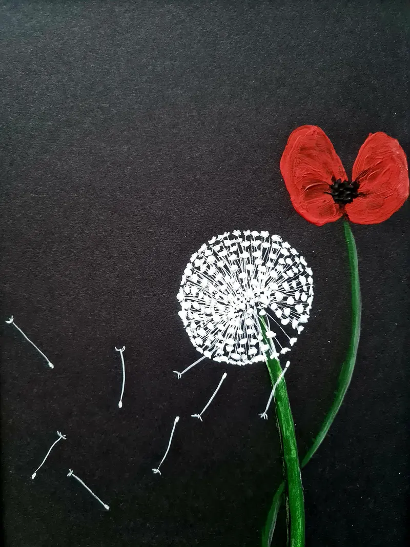 U638 Original Acrylic Painting — 'Poppy Clock #12' 1