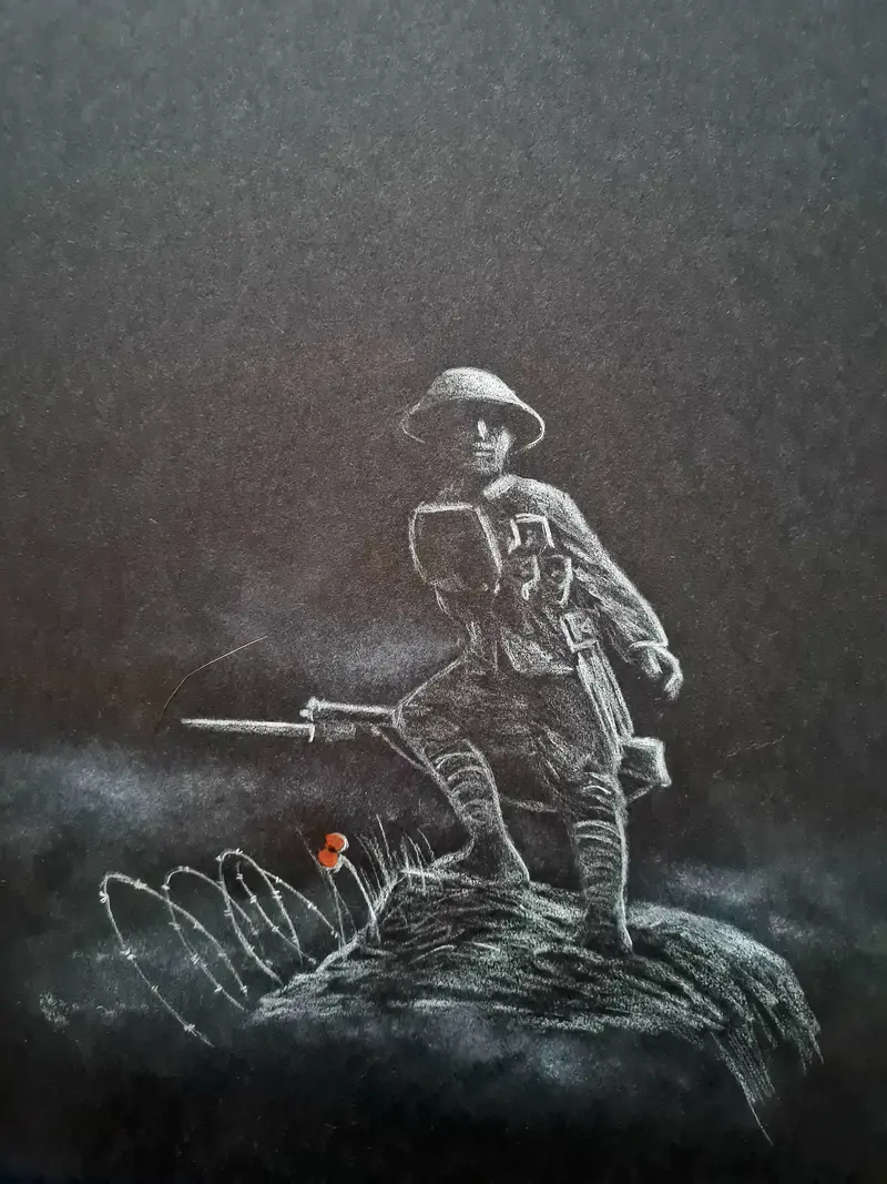 U699 Original Polychromo Drawing — 'Into The Dark' 1