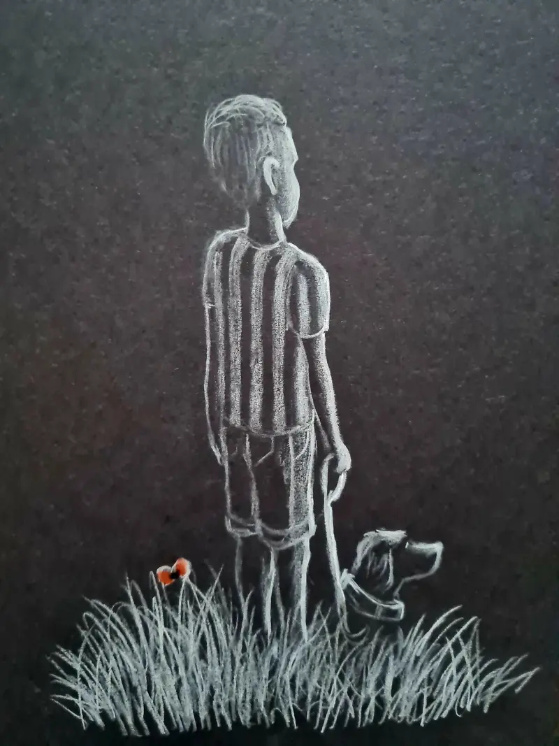 U700 Original Polychromo Drawing — 'With The Pup' 1