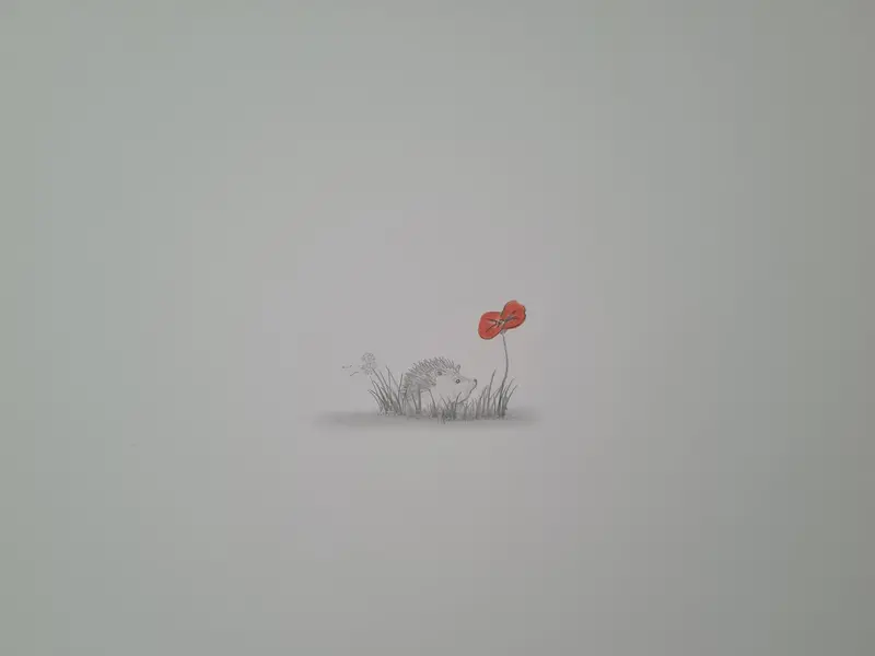 U702 Original Art Print — 'Hedgehog Poppy' From The Less Is More Collection 1