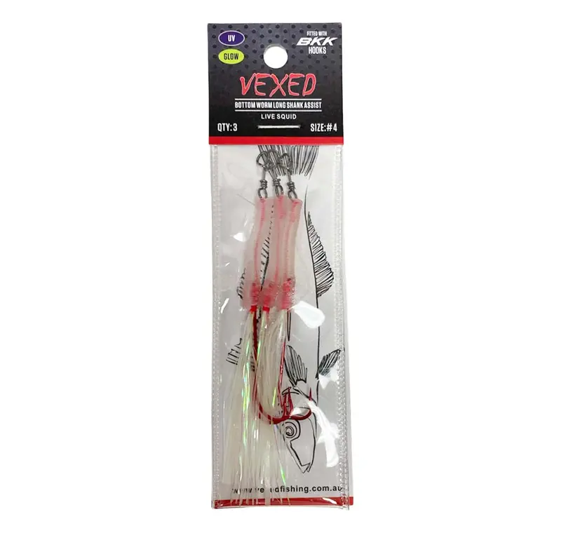 Vexed Bottom Worm Longshank Assist Hooks – Size #4 1