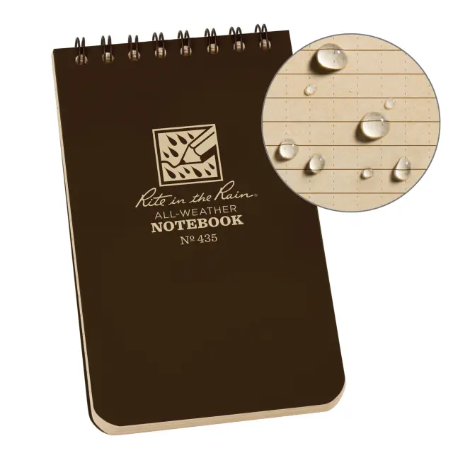 Weatherproof 3" X 5" Top-Spiral Notebook – Brown Cover, Universal Grid (Model 435) 1