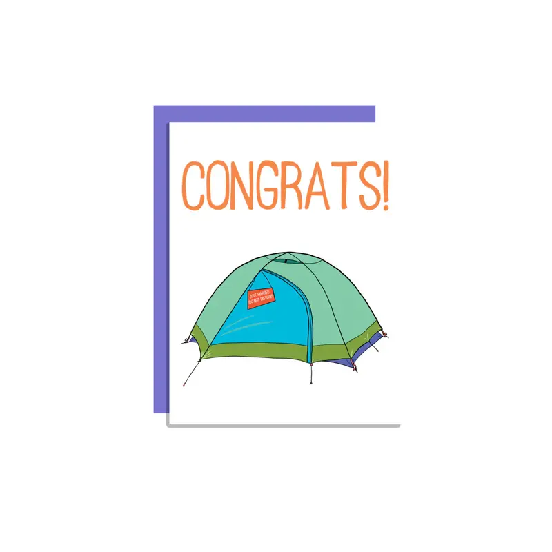 Wild Lettie Just Married Wedding Greeting Card 1