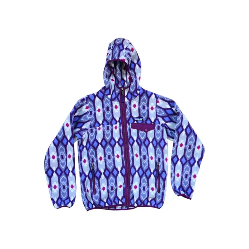 Women'S Patagonia Lw Snap-T Hooded Fleece Jacket – Purple, Small, Used 1