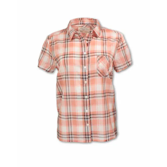 Women'S Short-Sleeve Madras Plaid Button-Down 1