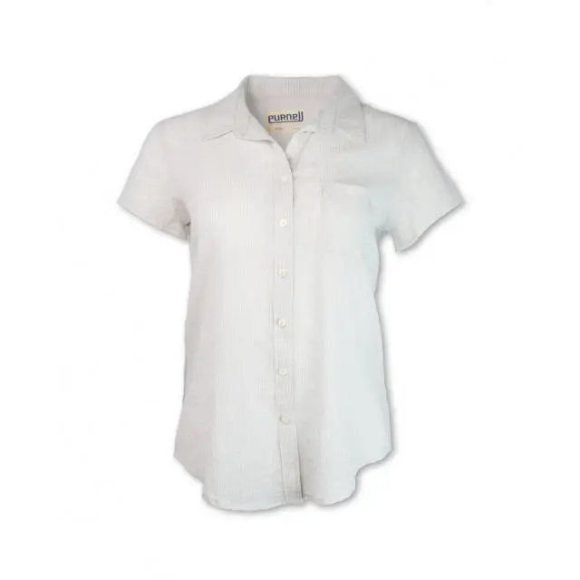 Women'S Short-Sleeve Pinstripe Casual Shirt 1