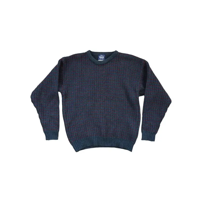 Woolrich Men'S 100% Pure Wool Sweater – Navy & Red Plaid, Size Xl (Vintage-Style, Pre-Owned) 1